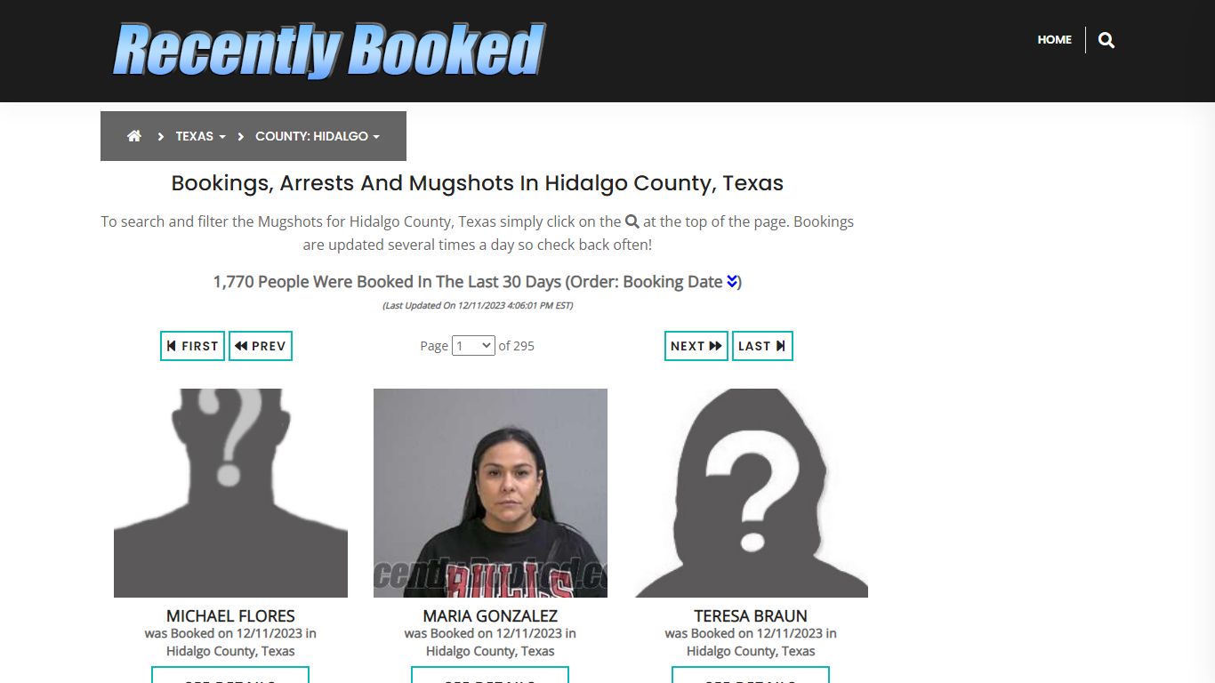 Recent bookings, Arrests, Mugshots in Hidalgo County, Texas